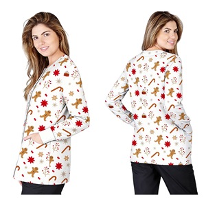 Printed Stretch Long Sleeve Cardigan Unisex Hospital Uniform Moisture Wicking Knitted Jacket S XXL - Product Image 5