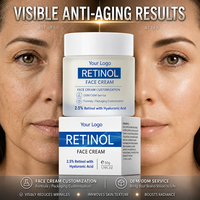 Crème au rétinol 2,5 % personnalisable, crème pour le visage anti-rides avec acide hyaluronique pour affiner la texture de la peau, hydrater et soigner les pores