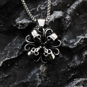 Collar con colgante de calavera gótica de acero inoxidable para hombre, diseño de esqueleto, joyería de moda, amuleto con forma geométrica, estilo asimétrico - Product Image 2