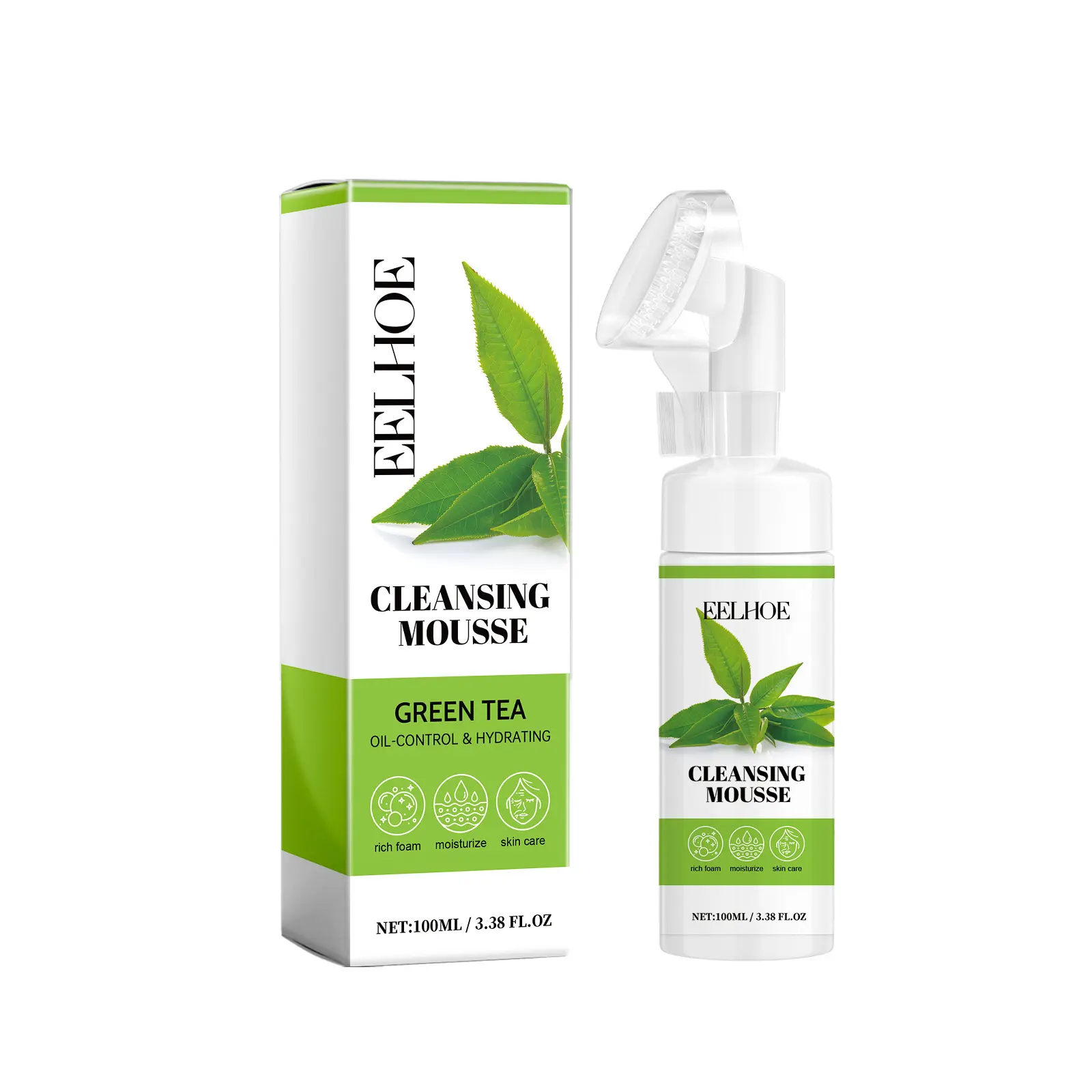 Natural Organic Vc Green Tea Foam Face Wash Anti Aging Whitening Deep Cleansing Vitamin Milk Foaming Facial Cleanser