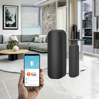 Détecteur d'ouverture/fermeture de porte/fenêtre avec télécommande Tuya, alarme via application mobile, compatible Alexa et Google Home, piles AAA, alarme 80 dB, boîtier noir