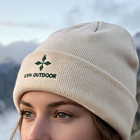 Bonnet en tricot côtelé brodé pour l'hiver, idéal pour la randonnée, le ski, le cyclisme et les activités de plein air