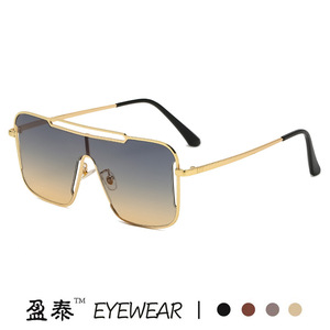 Yingtai Eyewear Oversized Gradient Sunglasses Gold <b>Frame</b> UV400 Protection Unisex Fashion Metal <b>Plastic</b> <b>Frame</b> - Product Image 4