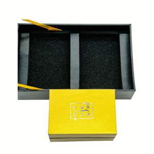 Boîte de papier cadeau en carton dur personnalisé de luxe avec insert noir mousse or estampage à chaud emballage de papier pour portefeuille et parfum - Product Image 3