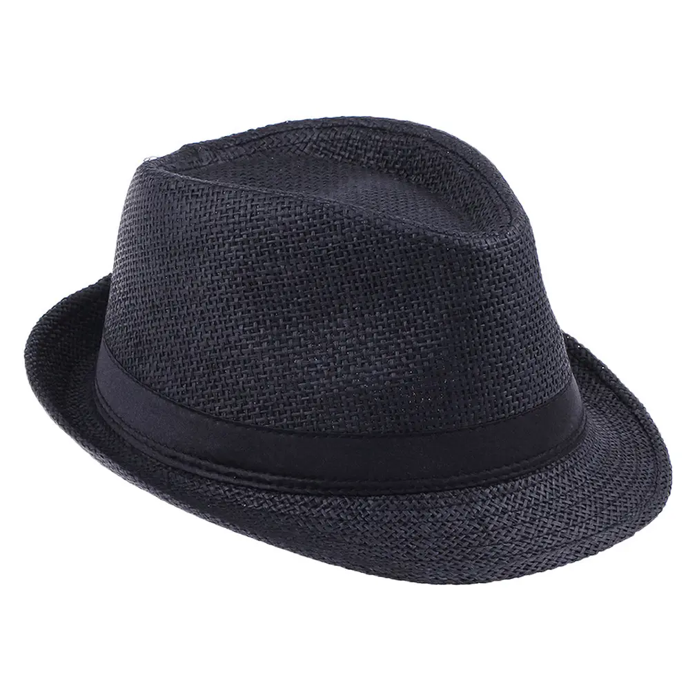 Chapeau de jazz pour hommes de style britannique été sunproof chapeaux de paille en papier à bord court chapeau de paille respirant en plein air