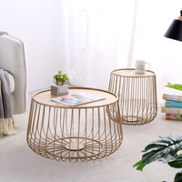 Table à thé de luxe légère combinaison de rangement créatif citrouille Table à thé Art en fer baie vitrée salon canapé rangement table de bord