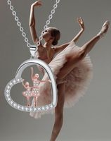 Collier avec pendentif ballerine personnalisé avec logo, bijoux de danse pour mère et fille, collier en zircon bicolore en forme de cœur, cadeau pour danseuse