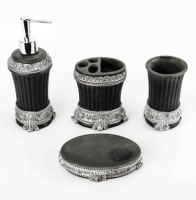 Ensemble de salle de bain moderne européen 4 pièces en résine, style colonne romaine - Accessoires sculptés en bronze antique avec texture de pierre naturelle pour hôtel
