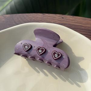 Liwu กิ๊บหนีบผมอะซิเตทรูปหัวใจ, ที่หนีบผมขนาดกลางเป็นมิตรกับสิ่งแวดล้อมอุปกรณ์สำหรับผมประจำวันดีไซน์ลายจุดประดับพลอยเทียมอัญมณีผลไม้ - Product Image 6