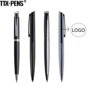Ttx caneta de esferográfica de metal, caneta esferográfica de aço inoxidável com logotipo personalizado para negócios, hotel, vip