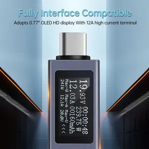 Telefon şarj cihazı DC 4-30V 0-12A için KWS-2301C çok fonksiyonlu dijital ekran DC gerilim ampermetre güç ölçer tip-c - Product Image 3