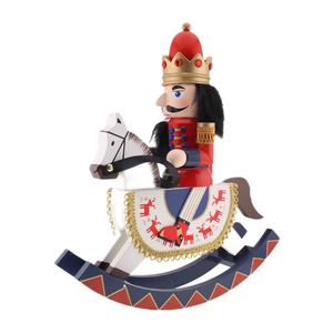 <span class=keywords><strong>Casse</strong></span>-noix en bois traditionnel peint à la main sur cheval à bascule, figurine de soldat roi classique de Noël, décoration de fêtes - Product Image 1