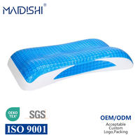 Oreiller cervical en mousse à mémoire de forme avec couche de gel rafraîchissant pour les douleurs au cou et au dos, à récupération lente, antistatique, en tissu pour un sommeil sain