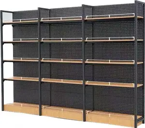 Custom Shop Floor Standing Light Box Retail Product Stand Metal Wood Pegboard Display Cabinet Shelf