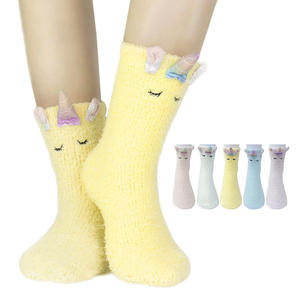 KTS646 Pantofole Invernali Spesse con Logo Personalizzato, Creative 3D a Forma di Unicorno in Pile Corallo, Calzini Pelosi da <span class=keywords><strong>Donna</strong></span> a Metà Polpaccio - Product Image 4