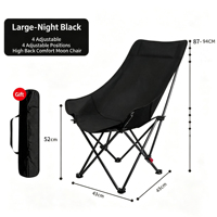 Chaise de jardin pliable portable et confortable à dossier haut réglable en quatre positions, en acier carbone et tissu Oxford, moderne, pour extérieur, plage et parc