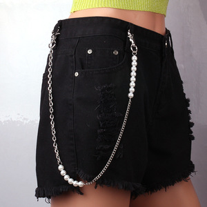 European American Retro Body <b>Chain</b> Imitation Pearl Decorative Waist <b>Chain</b> For Pants Daily Wear Single Lap Style - Product Image 1