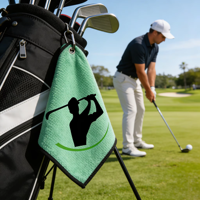 Serviette de golf gaufrée 100 % microfibre écologique et moderne avec clip magnétique personnalisé et logo sur mesure pour accessoires de golf