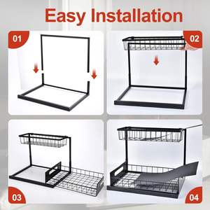 Étagère de rangement coulissante à 2 niveaux pour sous-évier de salle de bain et cuisine, vente en gros - Product Image 5