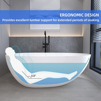 Baignoire autoportante de luxe en résine de pierre, finition mate noire, ovale, écologique