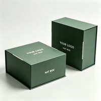 Boîte rigide à rabat magnétique de luxe personnalisée pour l'emballage de chapeaux et de perruques, grande boîte cadeau pliable en carton avec impression de logo