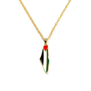 Kalung Promosi Grosir Logo Palestina Aksesoris Perhiasan Enamel Baja Anti Karat Kalung Peta Kebebasan Palestina - Product Image 5