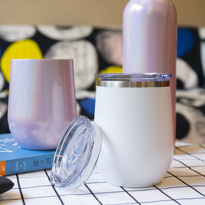 Mejor venta de alta calidad promoción termo de café taza 12oz Stemless copas de vino vaso con tapa con logotipo impreso - Product Image 6