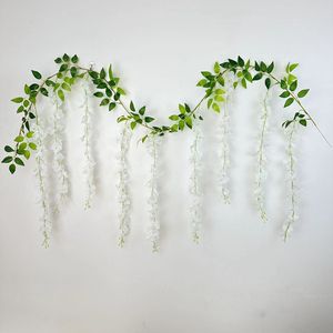 Fleurs artificielles de glycine Hankun, guirlande en soie de 1,8 m de long, décoration de mariage, verdure murale pour la maison - Product Image 1