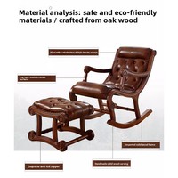 Fauteuils à bascule en bois de style campagnard américain de luxe pour adultes - Grand fauteuil inclinable multifonctionnel pour salon intérieur