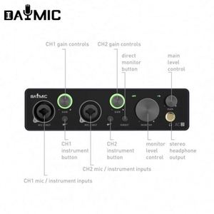 Interface audio professionnelle portable, carte son USB, mixeur pour microphone 48V, enregistrement d'instruments de musique - Product Image 4