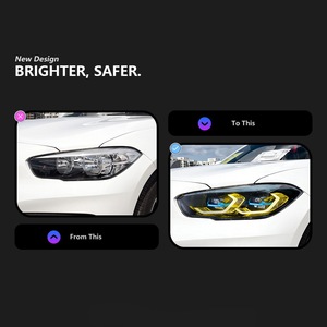 Per <span class=keywords><strong>BMW</strong></span> Serie 1 (<span class=keywords><strong>F20</strong></span>) 2015-2018, Gruppi Fari LED Laser Modificati M4 con Fari Bicolore Dorati - Product Image 3