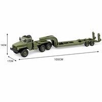 Camion tracteur RC 6x6 avec remorque à plateau, télécommande 2,4 GHz, 105 cm, 7,4 V, ABS + métal, jouet cadeau, chargeur inclus, intérieur-extérieur