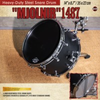Beatello |   Directement de l'usine |   Caisse claire en acier robuste 14"x8.7" avec cerceaux renforcés de 3.0mm |   Batteries de percussions rock/metal |   Version Pro Améliorée |   Noir