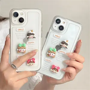 Hot Selling Girl Custom Clear 3D Kawaii Cute Cell Phone Case Fundas Para Celular For iPhone 13 Pro Max