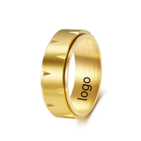 Anillo Giratorio de Acero Inoxidable de 8MM, Plateado, Negro, Dorado, Mate, Cepillado, Básico, Modelo 1078