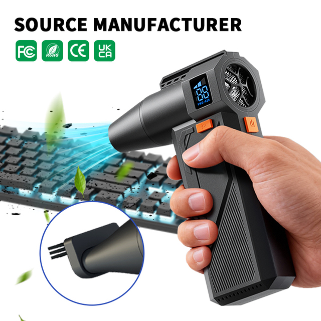 Electric Air Duster for Keyboard PC Cleaning Compressed Air Duster Rechargeable Cordless Turbo Air Duster with Power Display