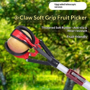Nouvel outil rétractable en acier inoxydable rouge à trois griffes antidérapant et résistant à l'usure pour la cueillette des pommes et des kakis - Product Image 2