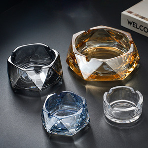 Glass Ashtray Set Modern Luxury Design For Home Office Hotel Use Clear Black Blue Amber Colors - Product Image 1