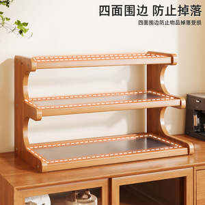 <b>Desktop</b> Cup Storage Rack 3 Tier Wooden Organizer Multipurpose Desk <b>Shelf</b> for Office Home Use - Product Image 4