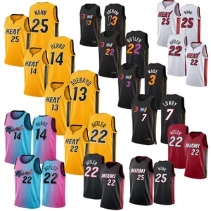 吉米·巴特勒迈阿密篮球球衣7戈兰·德拉季奇14泰勒·赫罗25肯德里克·纳恩缝制美国篮球城市版黑色