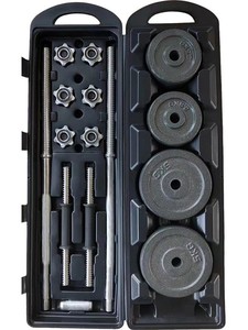 Juego de Pesas Ajustables de Hierro Fundido con Caja de Transporte Portátil, Mancuernas 2 en 1 con Barra de Conexión - Product Image 1