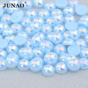 Mode 2 4 6 8 10 12 14mm perles blanches strass autocollants Flatback cristal pierres demi-ronde <span class=keywords><strong>perle</strong></span> pour la décoration - Product Image 5