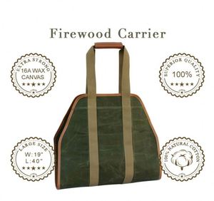 Free Sample Fireplace Carrier Waxed Firewood <b>Canvas</b> Log Carrier Tote Bag Outdoor Log Tote <b>Wood</b> Carrying Bag with Handles - Product Image 4