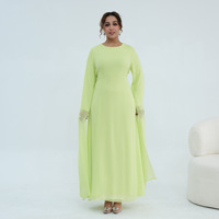 Robe Abaya en Polyester pour Femme Musulmane, Coupe Droite, Manches Longues, Respirante, en Mousseline, pour Soirée, Mariage, Bal, Mode Dubaï 2026, Vente en Gros