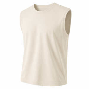Débardeur en coton épais 220g de qualité supérieure, design OEM personnalisé, couleur unie, gilet de sport pour la musculation, débardeurs athlétiques pour hommes - Product Image 2