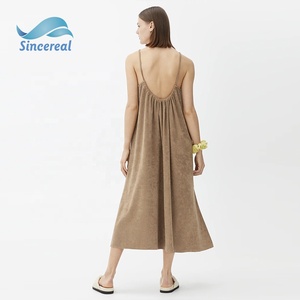Robe <span class=keywords><strong>de</strong></span> plage personnalisée pour femmes robe éponge en microfibre douce robe <span class=keywords><strong>de</strong></span> <span class=keywords><strong>bain</strong></span> dos nu sexy robe longue décontractée <span class=keywords><strong>serviette</strong></span> ample en bandoulière - Product Image 5