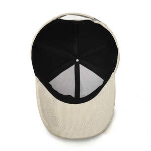 Casquette de baseball 6 panneaux en velours côtelé 100 % polyester de haute qualité, personnalisable, réglable, avec logo brodé, protection solaire, image - Product Image 5