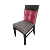 Chaise de salle à manger en bois avec revêtement en tissu rayé rouge, style rétro moderne, pour hôtel, café, bistrot, restaurant