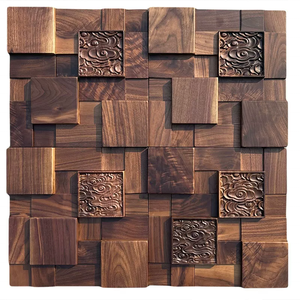 Panneau mural décoratif rétro-éclairé 3D Led mosaïque panneau mural solide Relief <span class=keywords><strong>noyer</strong></span> noir américain <span class=keywords><strong>bois</strong></span> dur TV fond panneaux de <span class=keywords><strong>bois</strong></span> - Product Image 5