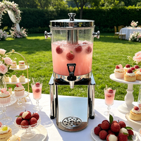 FLEY 8L Acryl dranken dispenser zelfbediening gouden frame ijskoude warme sap drankenhouder voor hotel restaurant catering